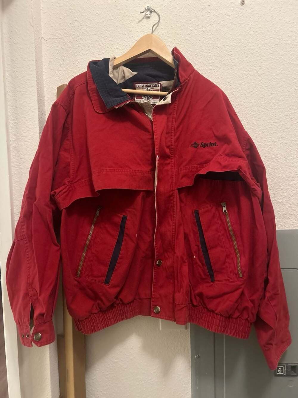 Vintage Destinations Sprint Corporate Logo Jacket Red XXL